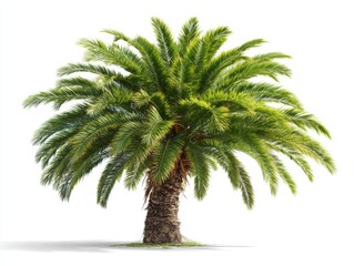 Obraz premium Isolated Phoenix Canariensis Palm Tree against White Background Tropical Plant Canary Island Date Palm