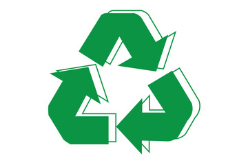 A green recycle symbol with arrows 3d optical isolated on white background