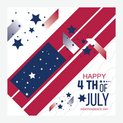 4th of July Social Media Post Template,  A modern and editable Instagram post template for the 4th of July