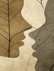 Artistic representation of human connection abstract nature illustration minimalist style profile view emotion
