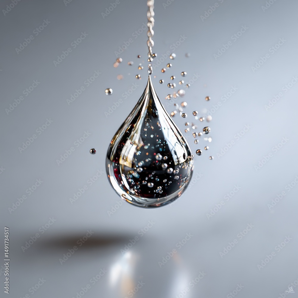 Aufkleber abstract water drop: suspended in time, reflections and light, a macro shot of fluid dynamics frozen