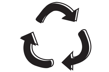 A green recycle symbol with arrows 3d optical isolated on white background