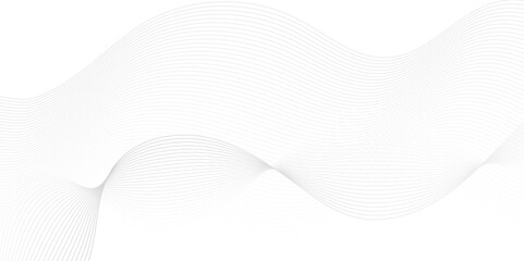 Abstract white blend digital wave lines and technology transparent background. Minimal carve wavy white and gray flowing wave lines and glowing moving lines. Futuristic sound wave lines background.