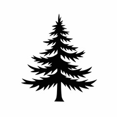 Obraz premium Silhouette of a fir tree isolated on a white background. Evergreen, coniferous tree