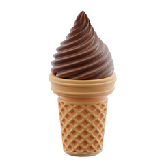 Chocolate ice cream cone 3d illustration