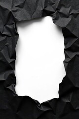 A Textured Black Paper Frame with a Clean White Interior Space Ideal for Monochrome Designs and Minimalist Presentations