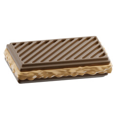 3d illustration of wafer biscuit with chocolate and cream filling