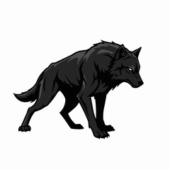 Fototapeta premium A strong, black bear is shown facing front on a white background with vector styling