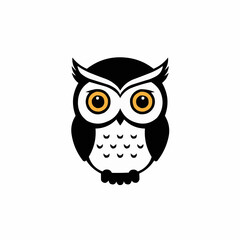 Obraz premium Simple, vector image of a cartoon owl face with big eyes, cropped to upper right side