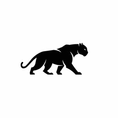 Obraz premium Striking monochrome art panther in silhouette, crouched in anticipation on white