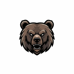 Grizzly bear's intense eyes with brown fur, captured below the center in an illustration