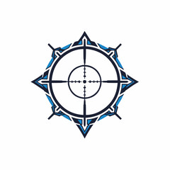 Partial scope graphic with blue highlights, geometric shapes, and white space