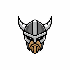 Simplistic illustration of a horned helmet with gray hues and black outline details