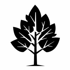 Striking black botanical leaf design with bold, crisp lines on a white background