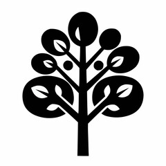 Black stylized plant with oval leaves and a reflective surface on white