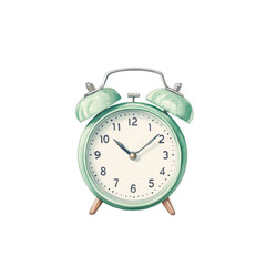 Vintage alarm clock watercolor art transparent background home decor classic style time concept