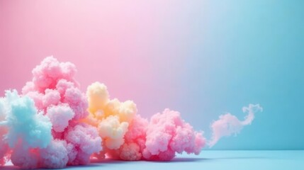 Fototapeta premium Pastel Cloudscape A Dreamy, Soft, and Ethereal Visual Representation of Fluffy, Colorful Whimsy
