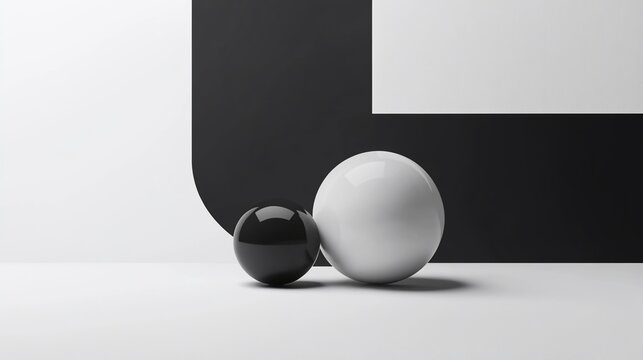 Elegant Monochrome: Spherical Harmony in Black and White Minimalism