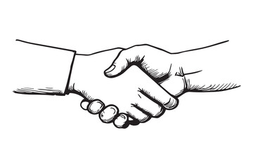 hand-drawn sketch of handshake line art