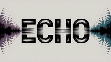 Modern Typography Art of the Word "ECHO" in Distressed Sans-Serif Font with Gradient Effect and Nebula-Inspired Background Suggesting Sonic Resonance