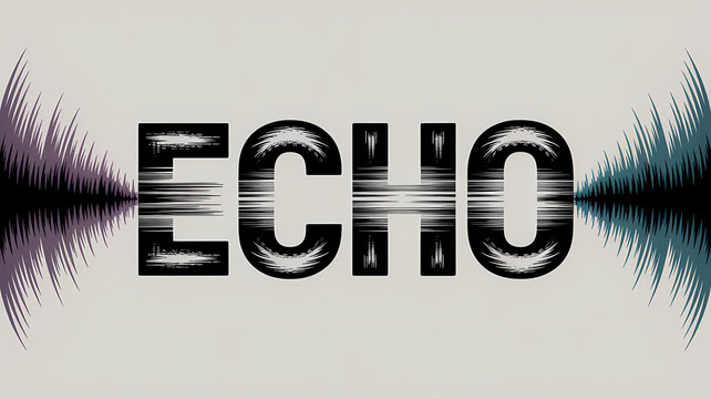 Modern Typography Art of the Word "ECHO" in Distressed Sans-Serif Font with Gradient Effect and Nebula-Inspired Background Suggesting Sonic Resonance