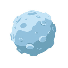 Light Blue Cartoon Moon With Craters