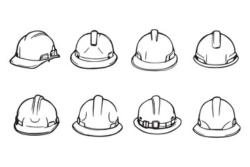 hard hat line art and black color 