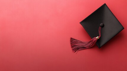 Graduation cap with copy space. Education, learning, graduation concept. Top view