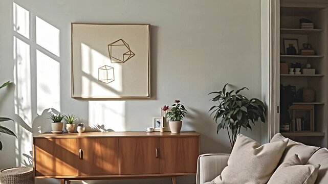 sunlight streams through sheer linen curtains, illuminating a living room designed for both relaxation and inspiration