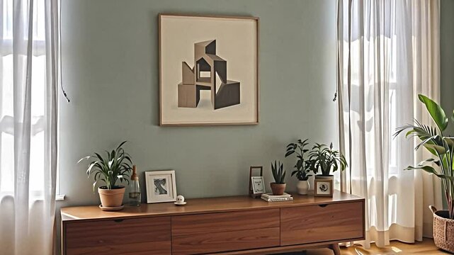 sunlight streams through sheer linen curtains, illuminating a living room designed for both relaxation and inspiration