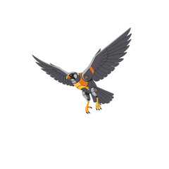 Fototapeta premium Pixel Art Steampunk Falcon Flying