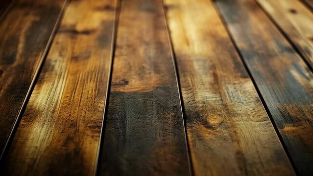Rich, dark brown wood planks, showing grain and texture