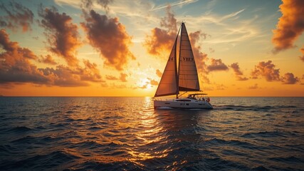 Sailboat at Golden Hour Over Water