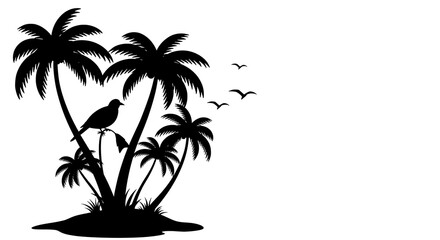 Obraz premium Island Silhouette Serenade AI Generated