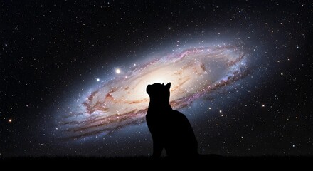 silhouette of cat with a star