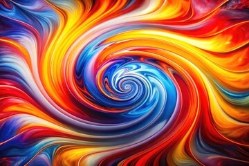 Obraz premium Abstract Swirl Macro Photography: Red, Blue, Yellow, White Paint Texture