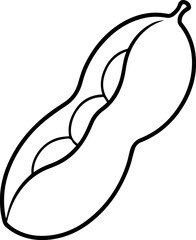 snap peas vegetable outline vector and illustration, coloring book page