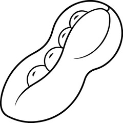 snap peas vegetable outline vector and illustration, coloring book page