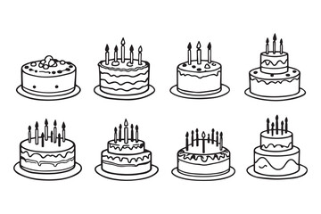 birthday cake line art and black color