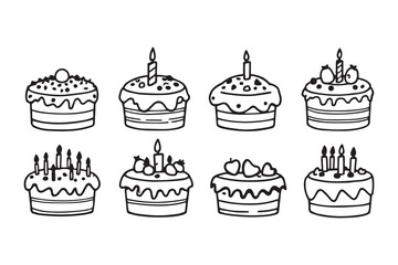 birthday cake line art and black color