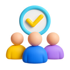 3D Render of Approved Team Members with Check Mark
