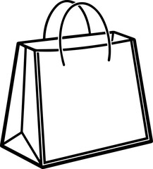 shoping bag outline vector and illustration, coloring book page