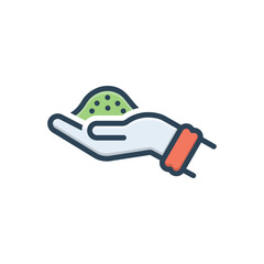 Color illustration icon for powder in hand