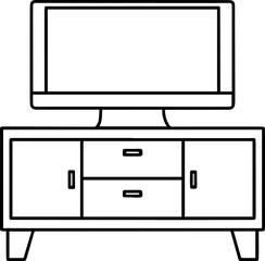 TV stand outline vector and illustration, coloring book page