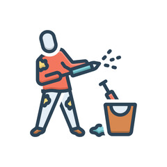 Color illustration icon for boy playing holi