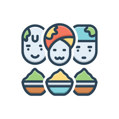 Color illustration icon for holi celebration