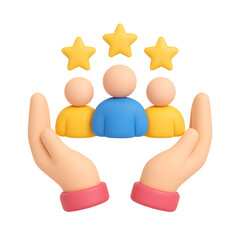 3D Render of Hands Protecting a Team with Three Stars