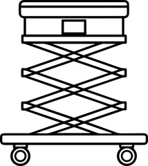 scissor lift machine outline vector and illustration, coloring book page