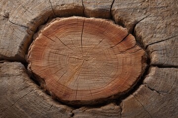 Naklejka premium Examining Wood Grain Detail in a Tree Stump Section