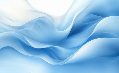 Soft flowing waves of translucent blue and white hues blending smoothly in an abstract fluid motion creating a calm and soothing visual effect